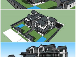 精品中式风格独栋联排大别墅庄园建筑SU模型设计图解析与获取指南